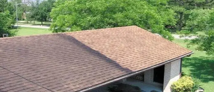 Roof Half Way Soft Washed Before After